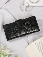 Load image into Gallery viewer, Teakwood Croco Texture Black Women&#39;s Two Fold Wallet
