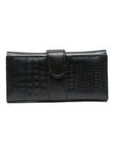 Load image into Gallery viewer, TEAKWOOD CROCO TEXTURE BLACK WOMEN&#39;S TWO FOLD WALLET
