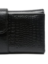 Load image into Gallery viewer, TEAKWOOD CROCO TEXTURE BLACK WOMEN&#39;S TWO FOLD WALLET
