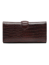 Load image into Gallery viewer, TEAKWOOD CROCO TEXTURE BROWN WOMEN&#39;S TWO FOLD WALLET
