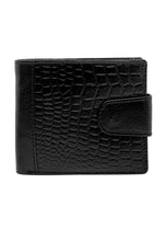 Load image into Gallery viewer, Teakwood Unisex Genuine Leather Black Bi Fold RFID Solid Wallet
