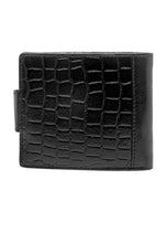 Load image into Gallery viewer, Teakwood Unisex Genuine Leather Black Bi Fold RFID Solid Wallet
