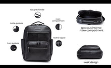 Load image into Gallery viewer, Teakwood Unisex Genuine Leather Black textured Backpack||Unisex Laptop Bag/Backpack

