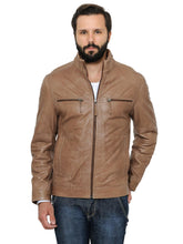 Load image into Gallery viewer, Teakwood Men&#39;s Beige Leather Jackets
