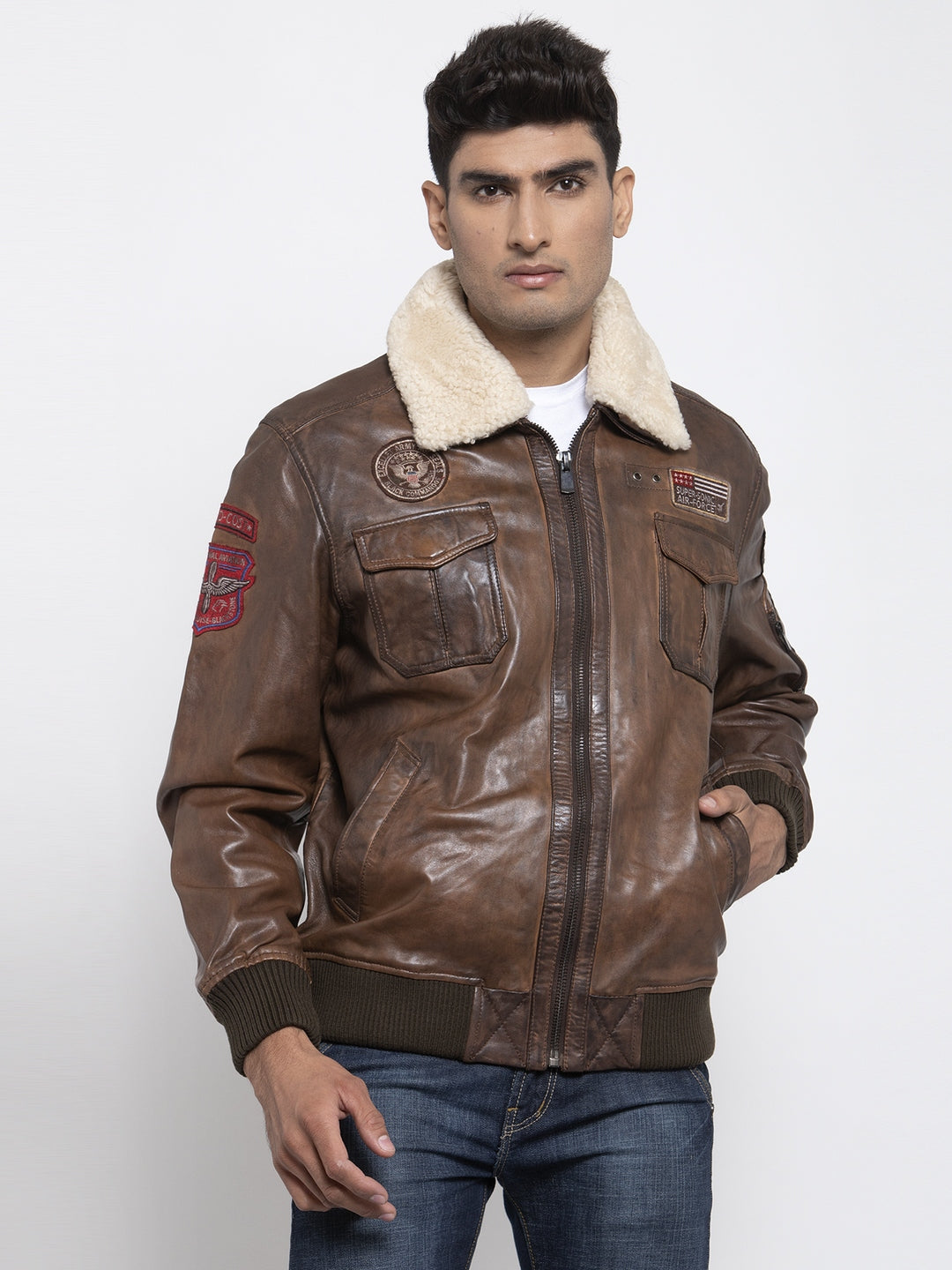 Real Suede Leather Mens Vintage Short Denim Style Retro Jean Jacket Casual  - Brown Color: Buy Online - Happy Gentleman United States