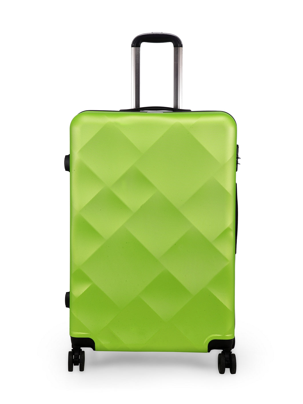 Unisex Green Textured Hard-Sided Large Trolley Suitcase