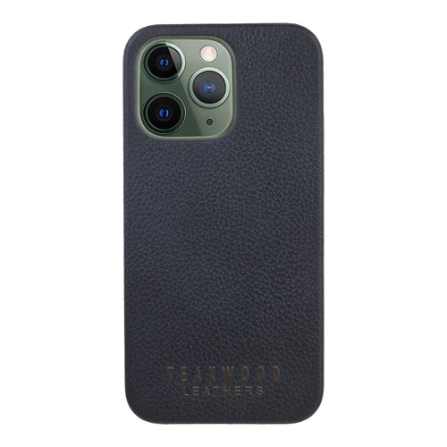Unisex Black Textured Leather iPhone 13 Pro/12 Pro Mobile Back Case