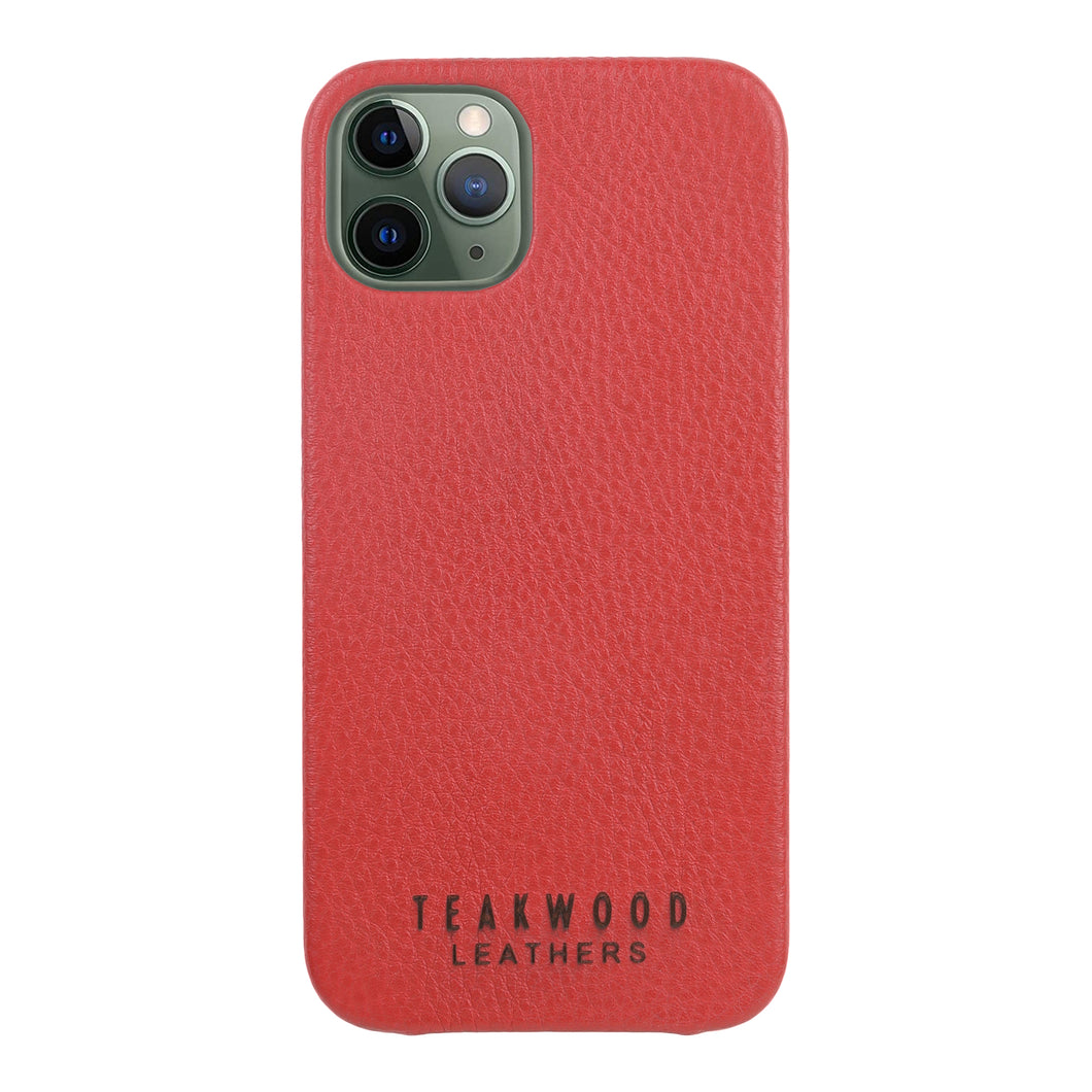 Unisex Red Textured Leather iPhone 13 Pro/12 Pro Mobile Back Case