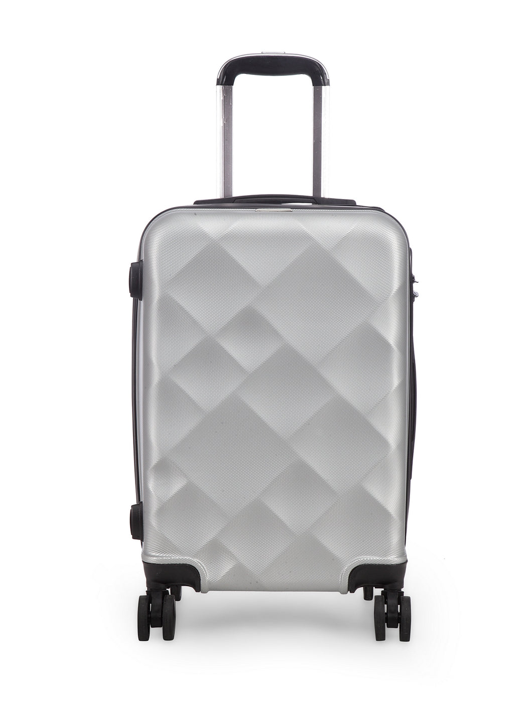 Unisex Silver Textured Hard-Sided Cabin Trolley Suitcase