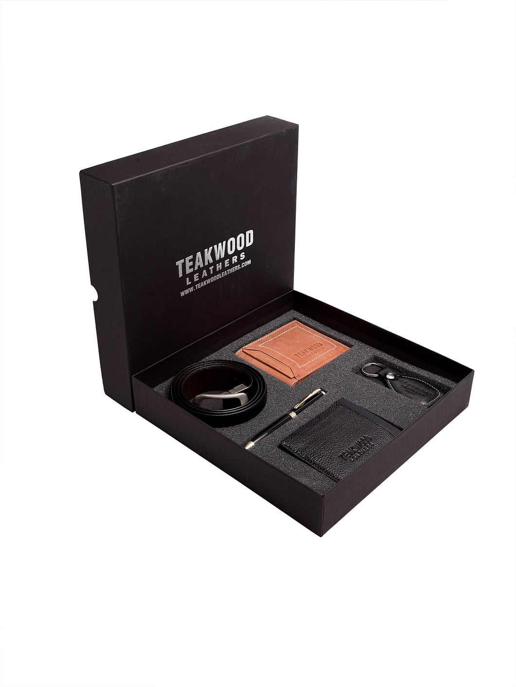 Teakwood Genuine Leather Combo Gift Set || Men Pack of Five Accessory Gift Set