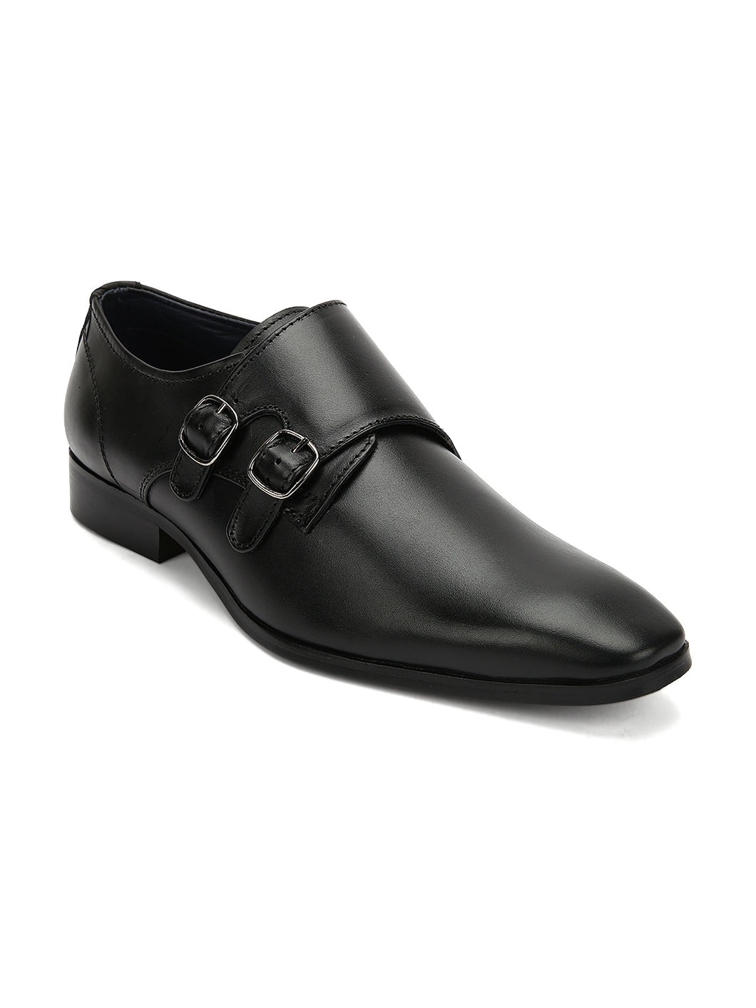 Teakwood Men Genuine Leather Double-Strap Monk Shoes