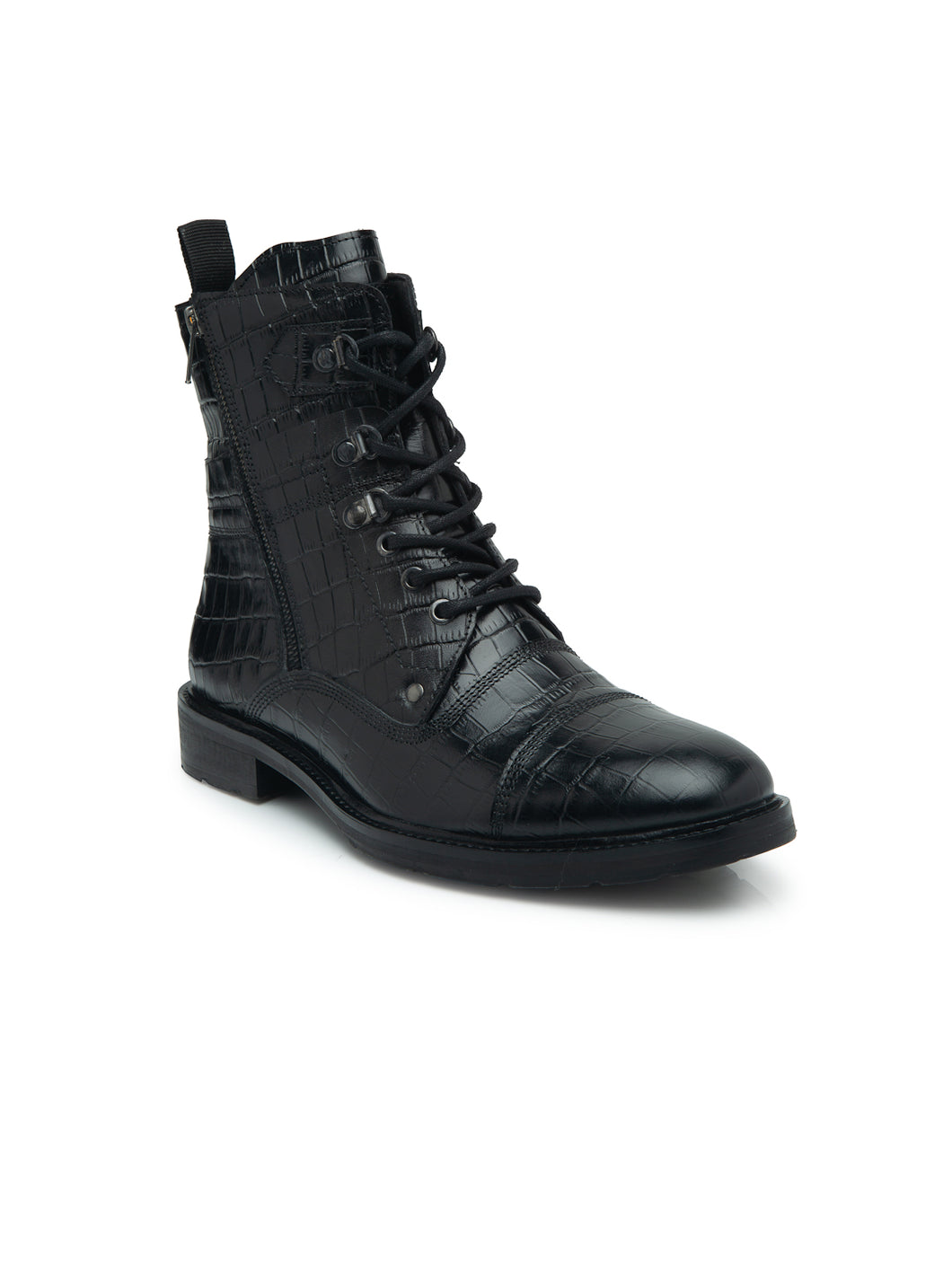 Teakwood Men Croco Genuine Leather Mid top Boots