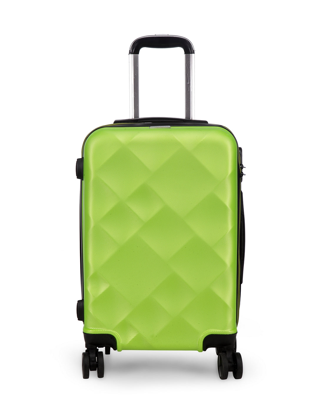Unisex Green Textured Hard-Sided Cabin Trolley Suitcase