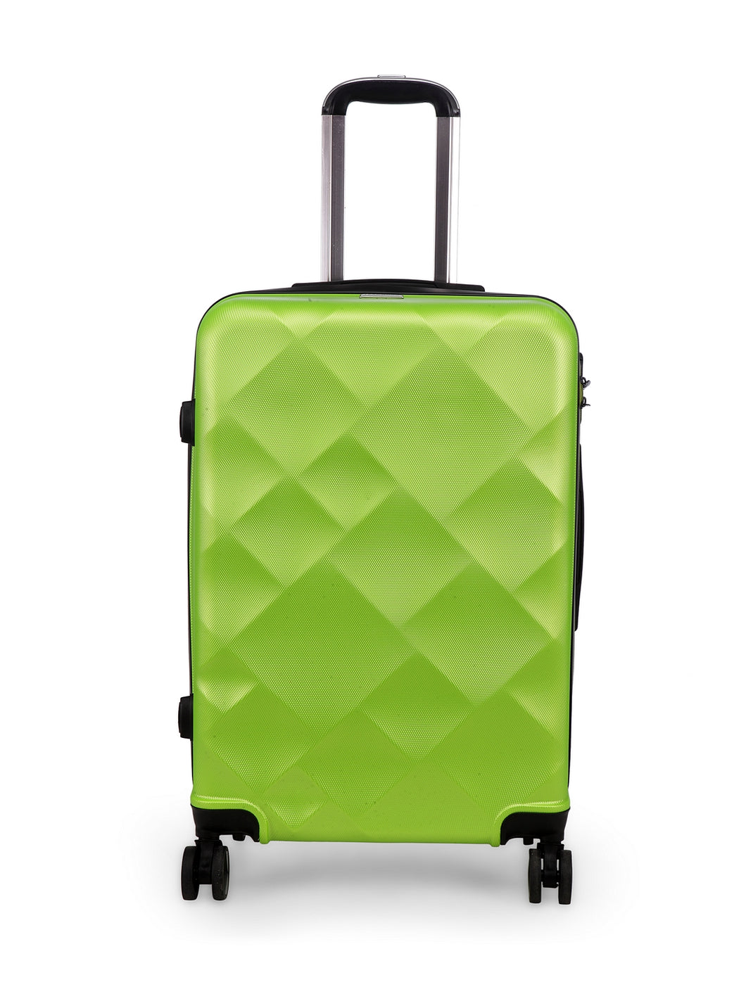 Unisex Green Textured Hard-Sided Medium Trolley Suitcase