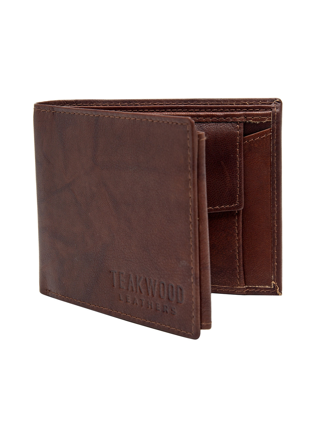 Teakwood Men Genuine Leather Brown Solid Bi fold Wallet
