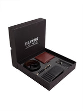 Load image into Gallery viewer, Teakwood Genuine Leather Combo Gift Set || Men Pack of Five Accessory Gift Set
