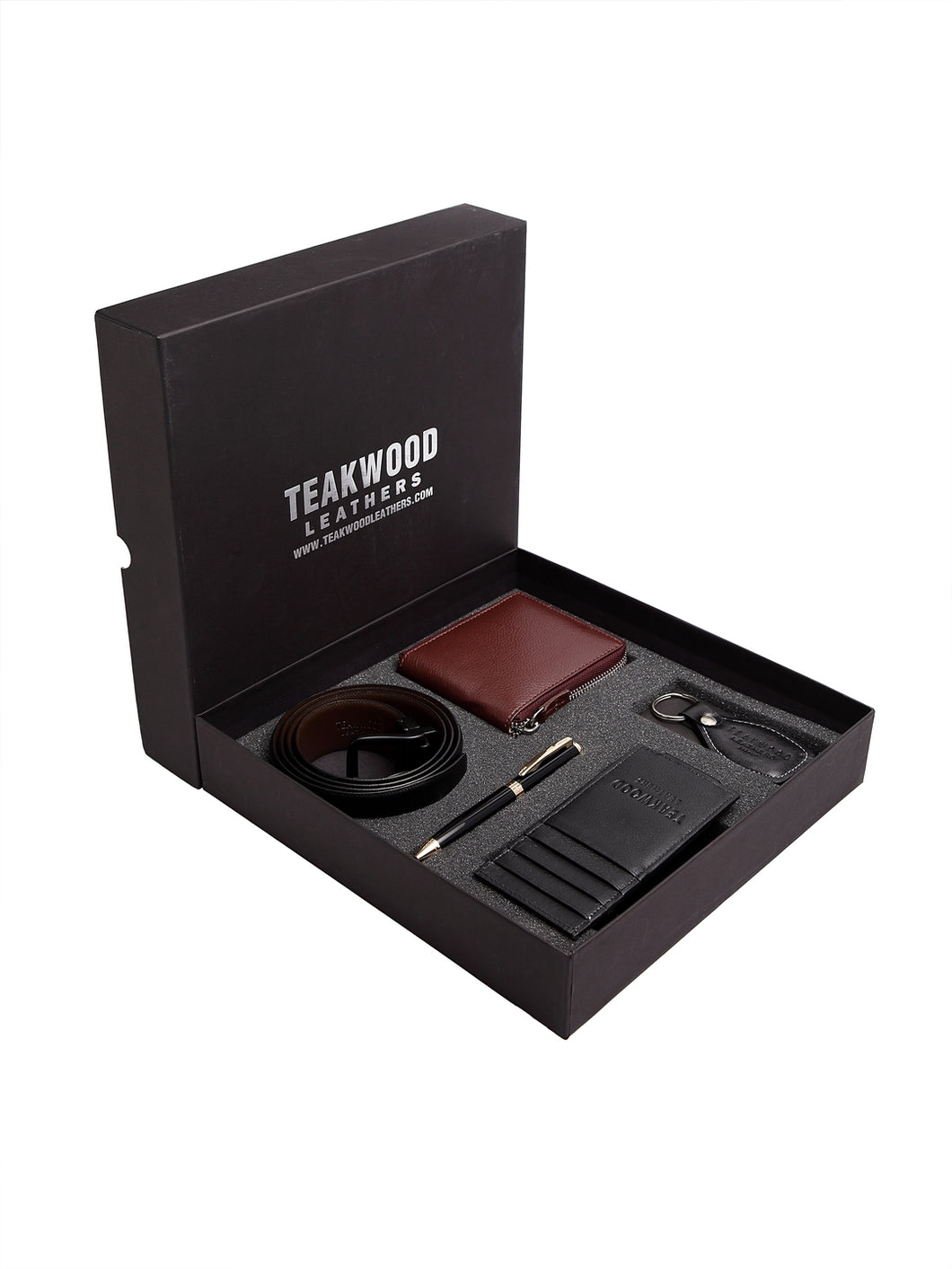 Teakwood Genuine Leather Combo Gift Set || Men Pack of Five Accessory Gift Set