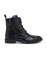 Load image into Gallery viewer, Teakwood Men Croco Genuine Leather Mid top Boots
