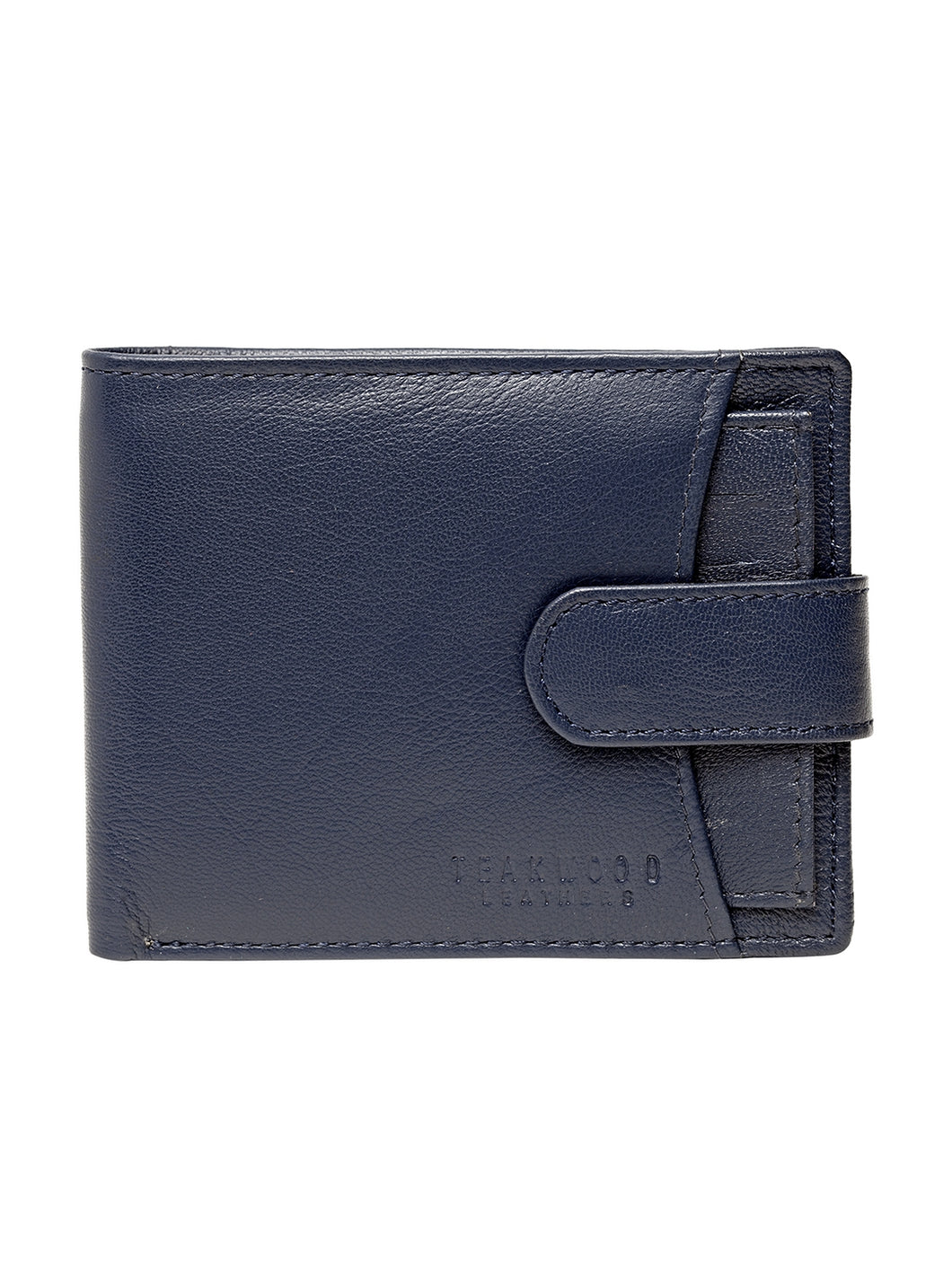 Teakwood Men Genuine Leather Blue Bi Fold Clip Wallet