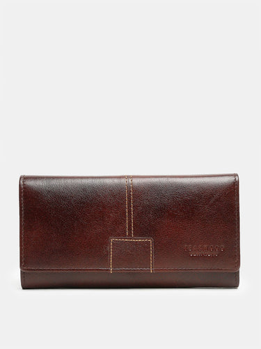 Women Maroon Solid Three Fold Wallet