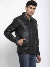 Load image into Gallery viewer, Teakwood Leathers Black Genuine Leather Jacket
