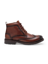 Load image into Gallery viewer, Teakwood Men Genuine Leather Mid top Brouges Boots
