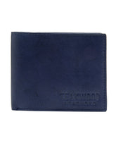 Load image into Gallery viewer, Teakwood Unisex Genuine Leather Blue Bi Fold Money Clip Wallet

