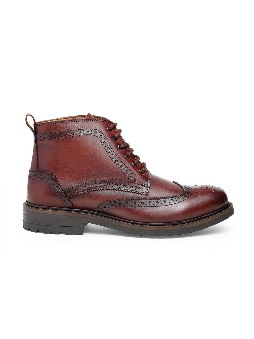 Teakwood Men Genuine Leather Mid top Brouges Boots – Teakwood Leathers