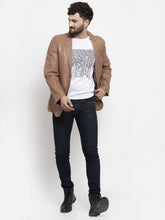 Load image into Gallery viewer, Teakwood Leathers Tan Genuine Leather Jacket

