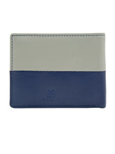 Load image into Gallery viewer, Teakwood Men&#39;s Genuine Leather Blue and Grey Bi Fold RFID Solid Wallet
