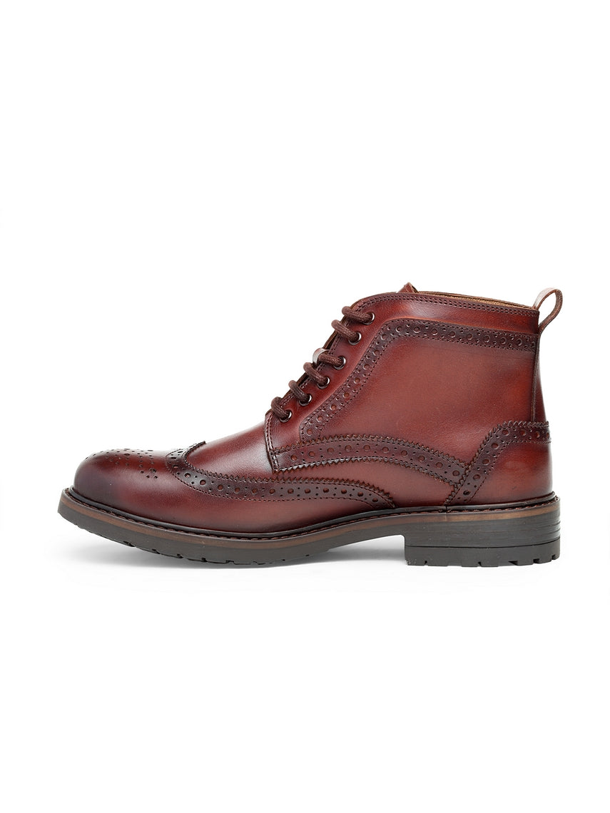 Teakwood Men Genuine Leather Mid top Brouges Boots – Teakwood Leathers