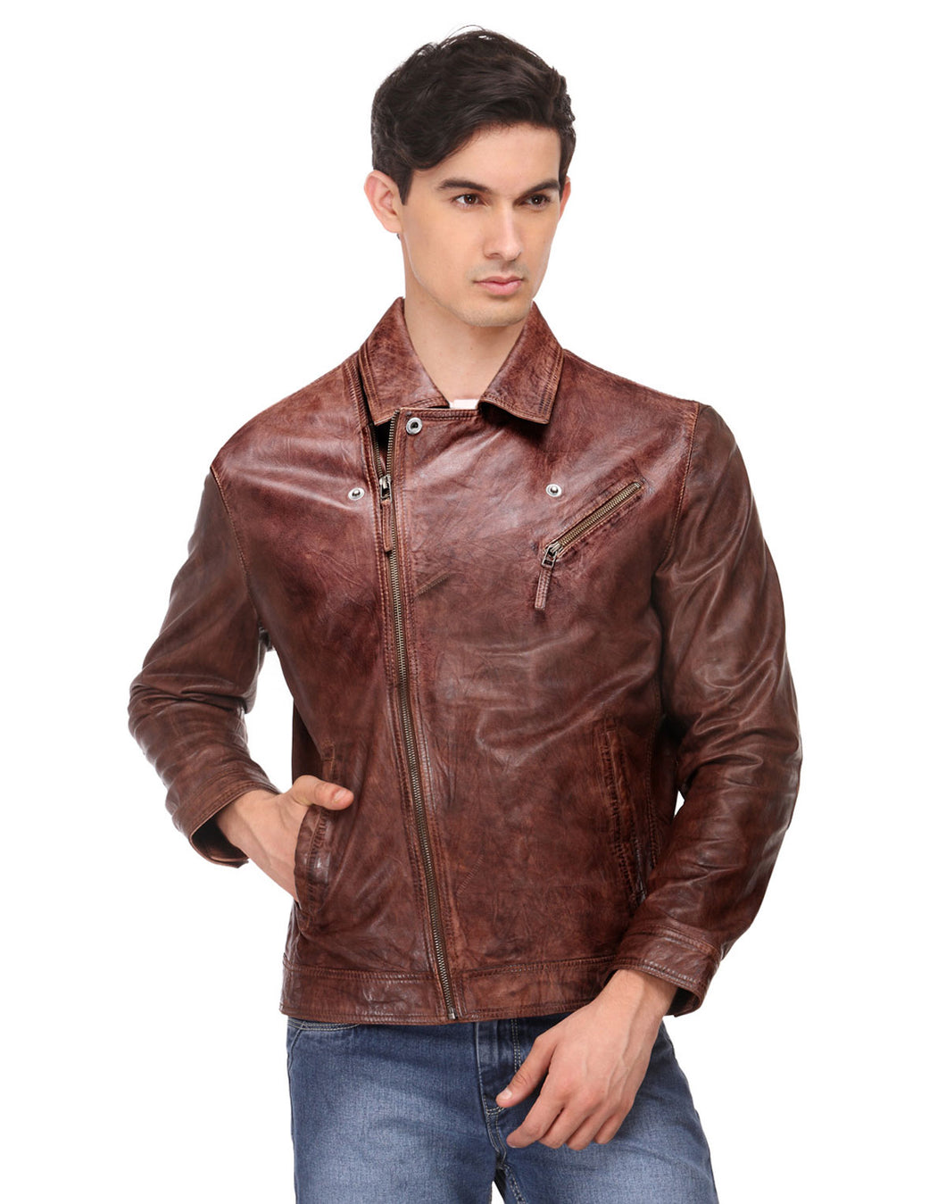 Teakwood Brown Mens Genuine Leather Jacket