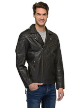 Load image into Gallery viewer, Teakwood Black Mens Genuine Leather Jacket
