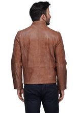Load image into Gallery viewer, Teakwood Men&#39;s Tan Leather Biker Jackets
