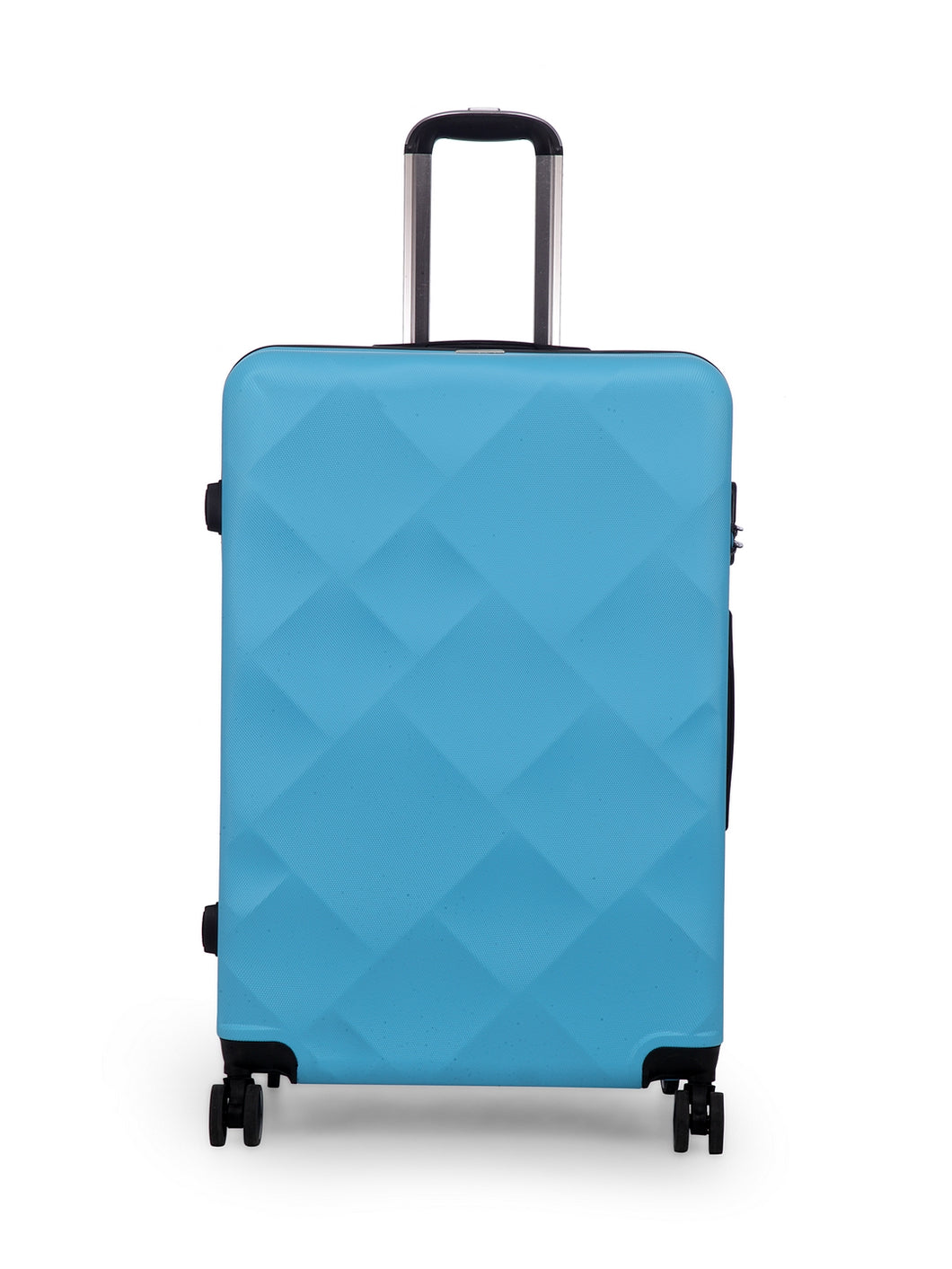 Unisex Blue Textured Hard-Sided Large Trolley Suitcase