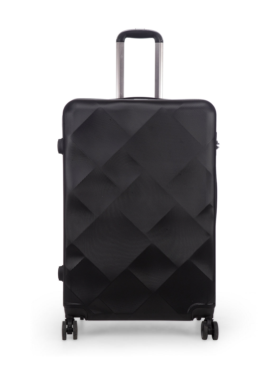 Unisex Black Textured Hard-Sided Large Trolley Suitcase