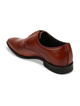 Load image into Gallery viewer, Men Brown Solid Leather Round Toe Formal Derbys
