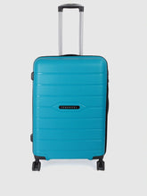 Load image into Gallery viewer, Aqua Blue Textured Hard-Sided Cabin Trolley Suitcase (Medium)
