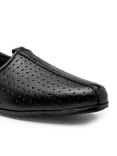 Load image into Gallery viewer, Men Black Solid Leather Round Toe Mojaris
