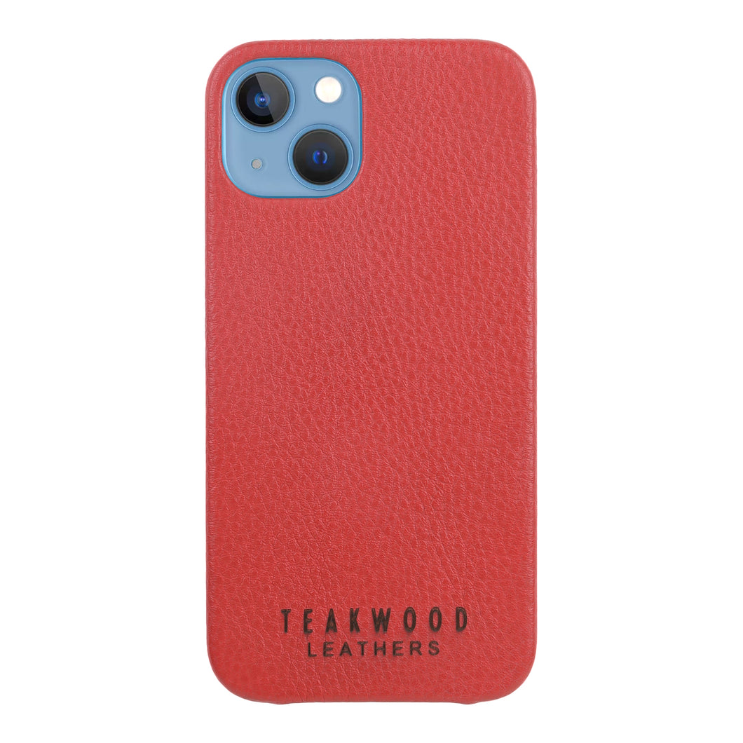 Unisex Red Textured Leather iPhone 13/12 Mobile Back Case