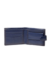 Load image into Gallery viewer, Teakwood Men Genuine Leather Blue Bi Fold Clip Wallet
