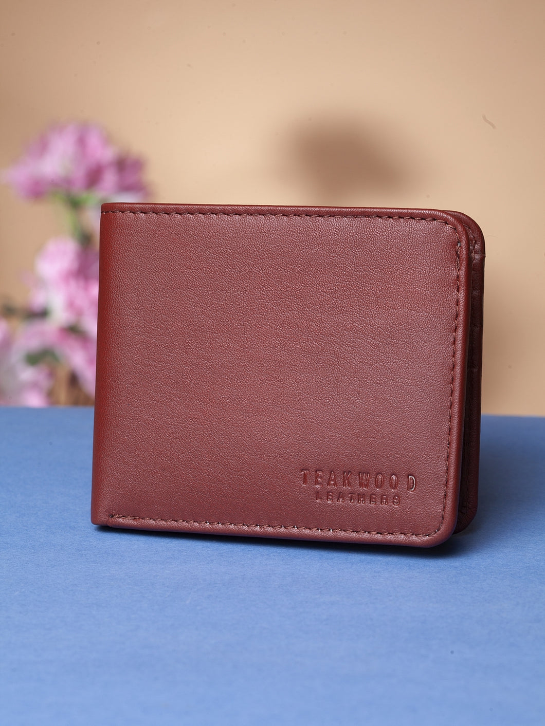 Teakwood Unisex Genuine Leather Brown Bi Fold RFID Solid Wallet