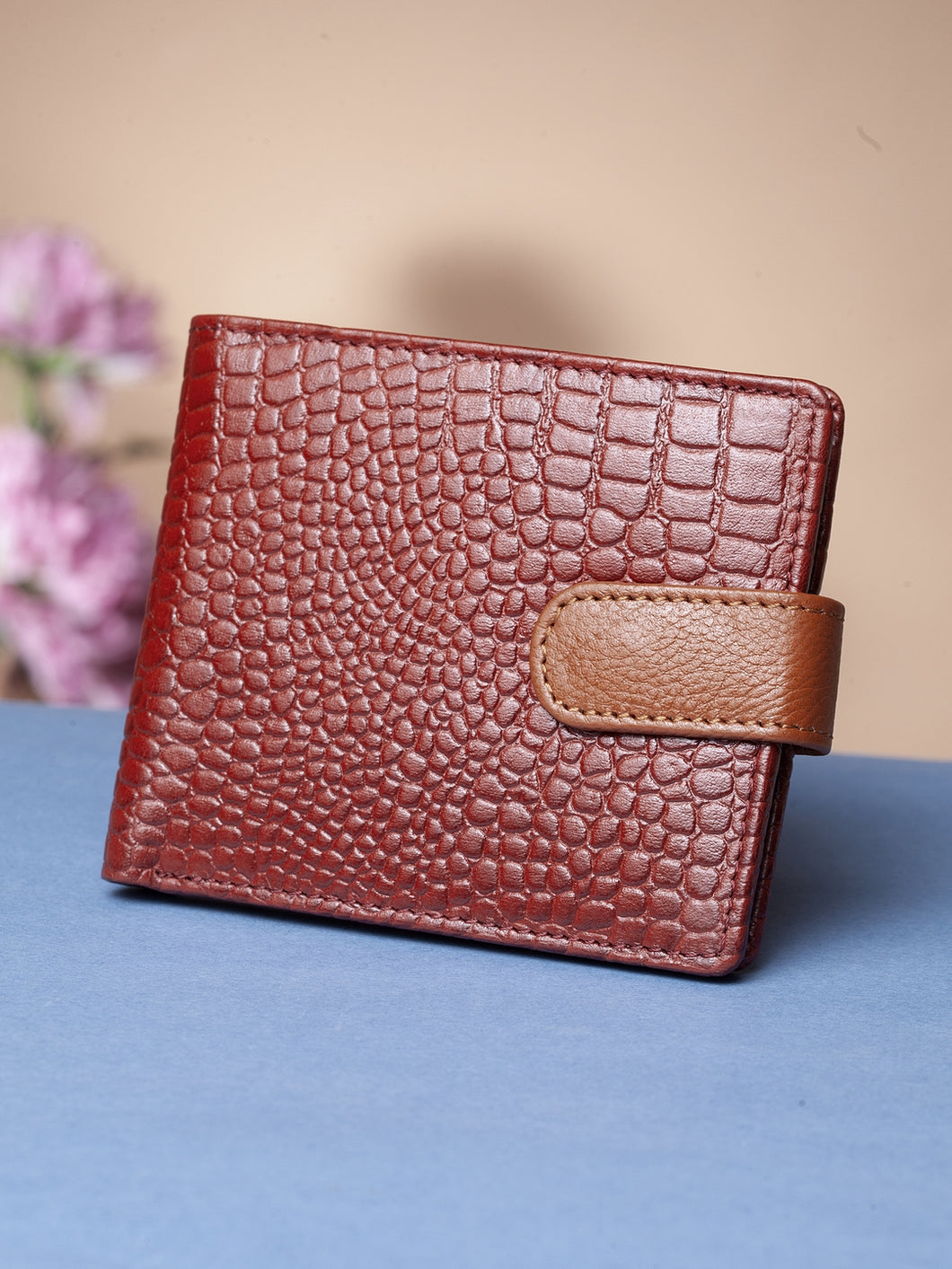 Teakwood Unisex Genuine Leather Tan Bi Fold RFID Solid Wallet
