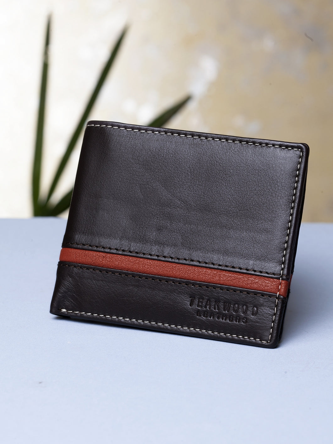 Teakwood Genuine Leather Men Brown Solid Two Fold Wallet