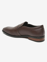 Load image into Gallery viewer, Men Brown Textured Leather Formal Slip-Ons
