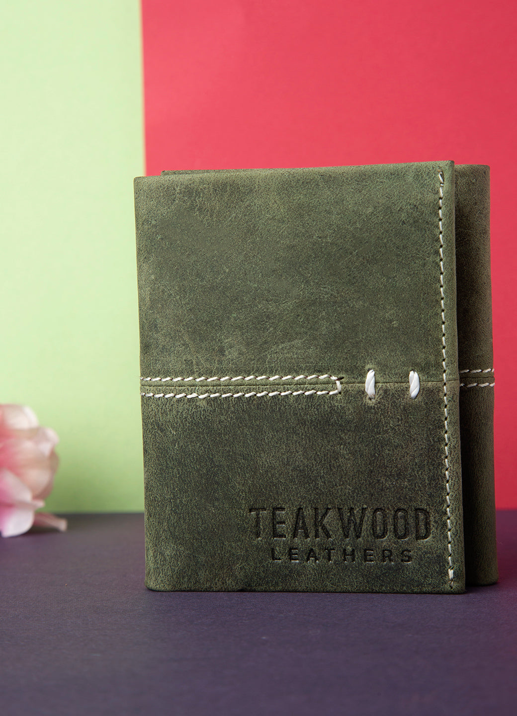 Teakwood Men Genuine Leather Tri Fold Wallet