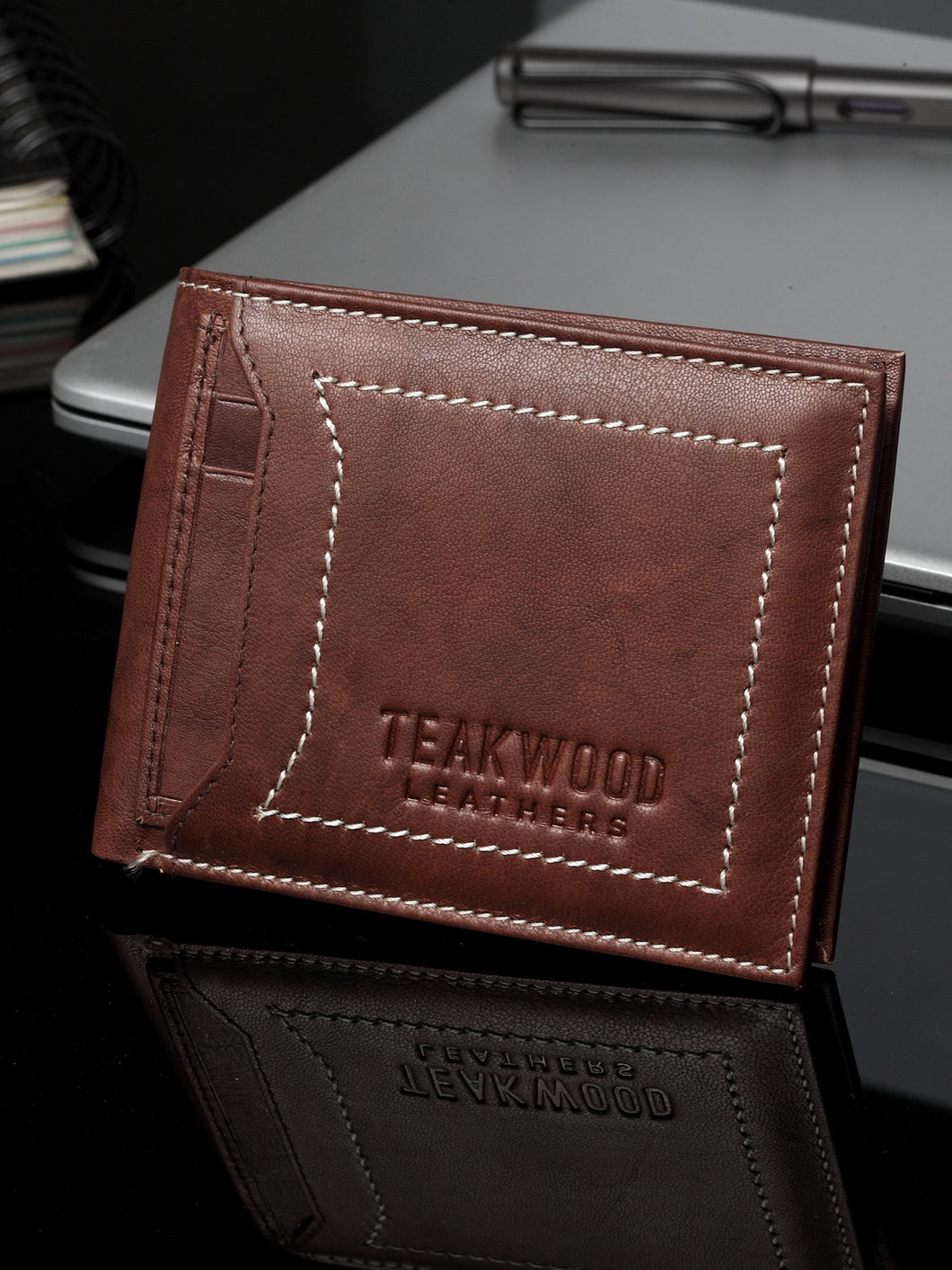 Teakwood Genuine Leather Men Antique Brown Solid Two Fold Leather Wallet
