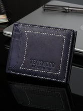 Load image into Gallery viewer, Teakwood Genuine Leather Men Antique Blue Solid Two Fold Leather Wallet
