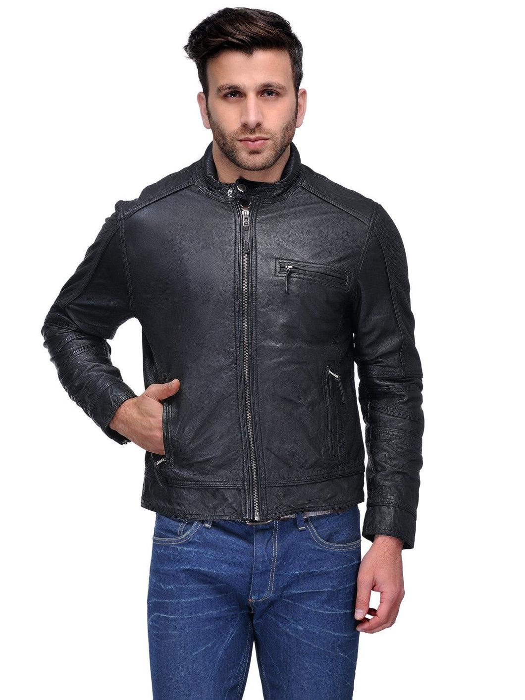 Teakwood Black Mens Genuine Leather Jacket