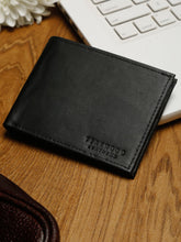 Load image into Gallery viewer, Men Black Solid Genuine Leather Two Fold Wallet
